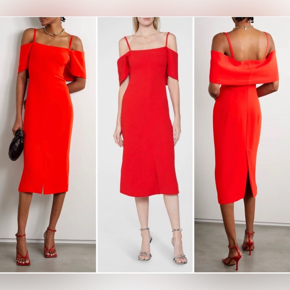 Victoria Beckham victoria beckham bandeu dress orange/red off the shoulder